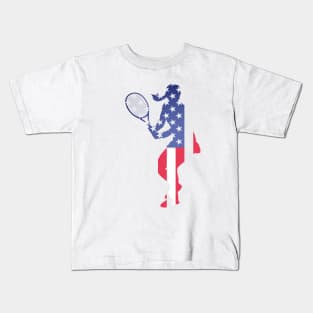 US Open Tennis USA Flag Silhouette Kids T-Shirt